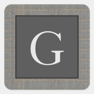 Sticker Carré Monogram Grey Tweed Groomsman Bestman Mariage Cade