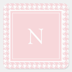 Sticker Carré Monogram Pink Pastel Houndstooth Check