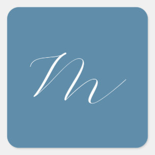 Sticker Carré Monogram Solide Blue Pastel Minimaliste Profession