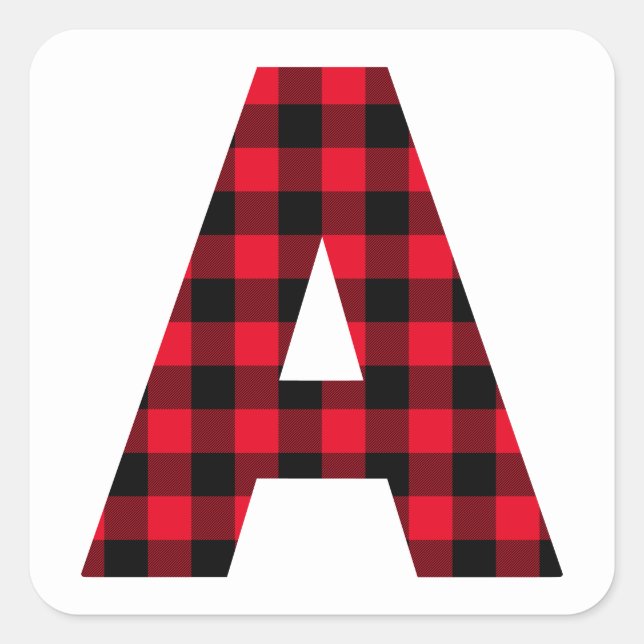 Sticker Carré Monogramme A Lettre Gras Vérification Red and Blac (Devant)