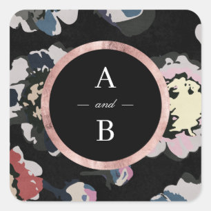 Sticker Carré monogramme abstrait noir classique moderne