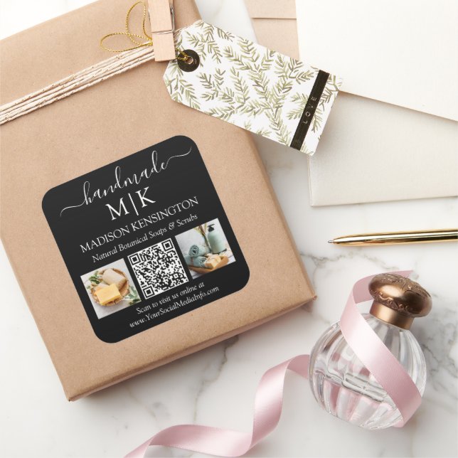 Sticker Carré Monogramme artisanal ou ajouter un logo Business Q (Cadeaux)