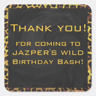 Sticker Carré Monogramme avec léopard Brown et jaune