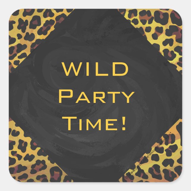 Sticker Carré Monogramme avec léopard Brown et jaune (Devant)