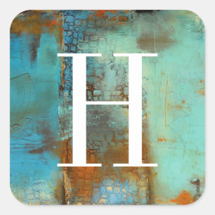 Sticker Carré Monogramme   Bleu deja