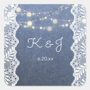 Sticker Carré Monogramme bleu Jean Lace & String