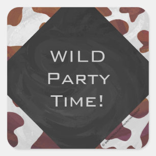 Sticker Carré Monogramme Brown et blanc de vache