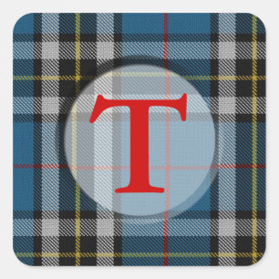Sticker Carré Monogramme/cadre photo plaid