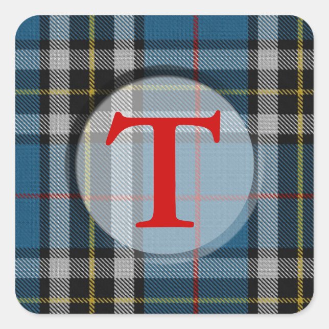 Sticker Carré Monogramme/cadre photo plaid (Devant)