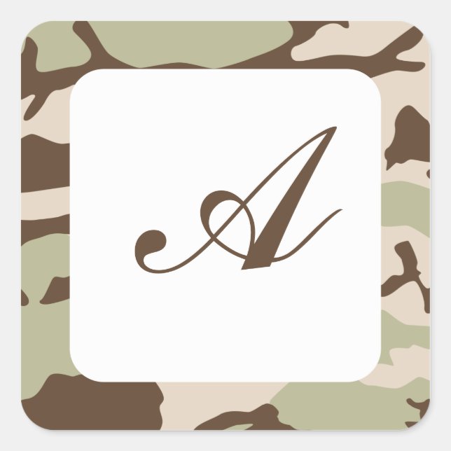 Sticker Carré Monogramme Camo du désert (Devant)