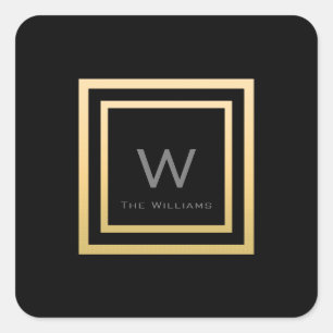 Sticker Carré Monogramme Carré Gold Frame Minimalisme VIP Mariag