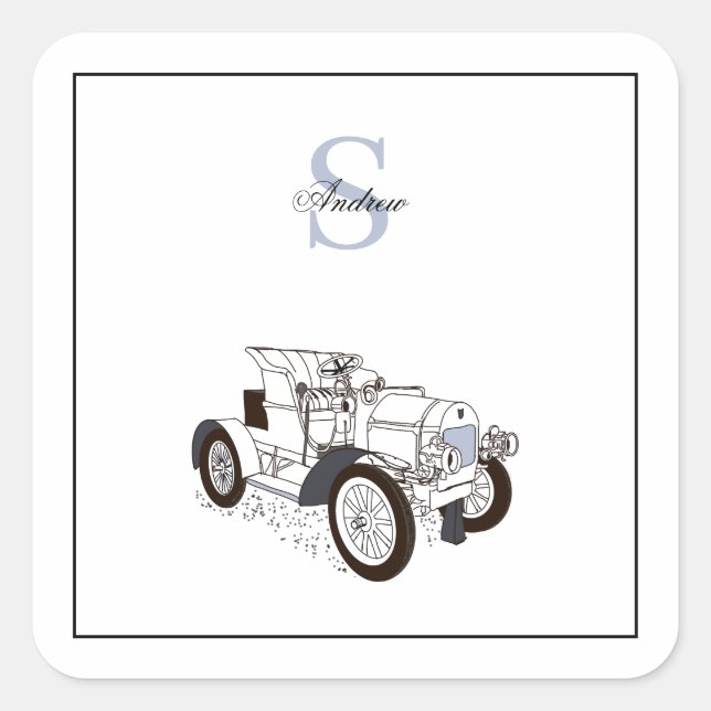 Sticker Carré Monogramme Cartes Graphiques Personnalisées Voitur (Devant)