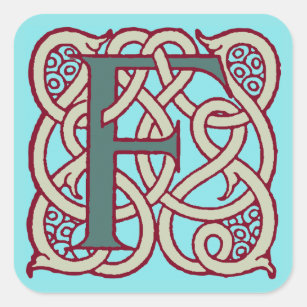 Sticker Carré Monogramme celtique F d'initiale de lettre de