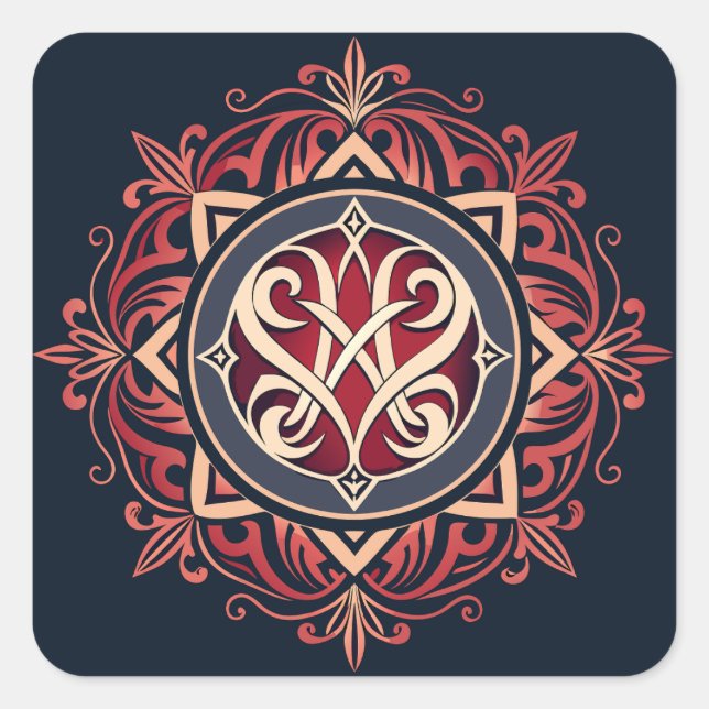 Sticker Carré Monogramme classique (Devant)