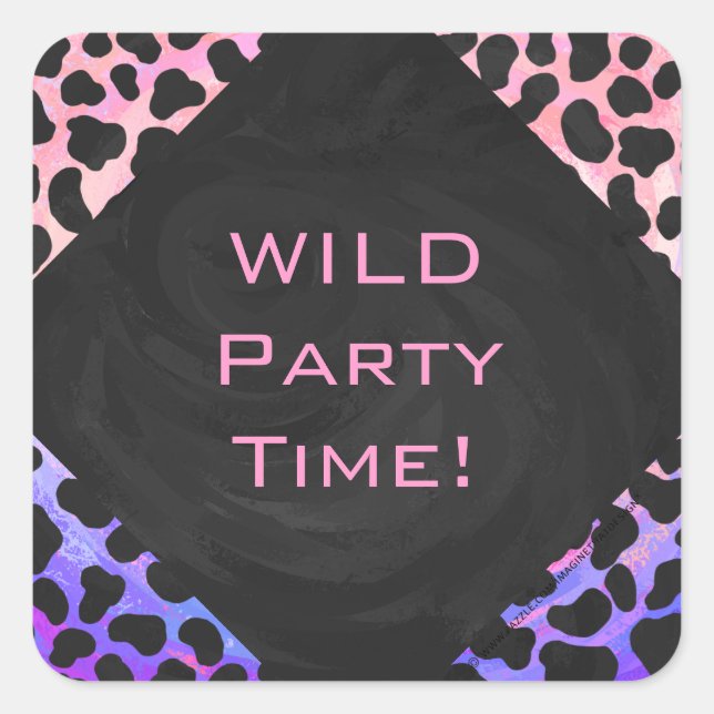 Sticker Carré Monogramme Dalmatien noir et rose (Devant)