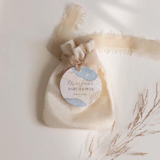 Sticker Carré Monogramme de Baby Shower Abstraite Pailletée Magi (Créateur téléchargé)