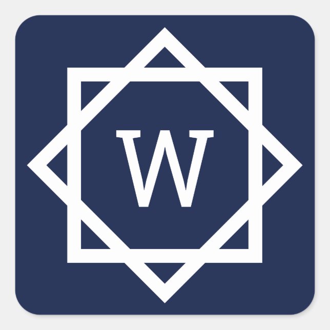 Sticker Carré Monogramme de bordure graphique Prépa (Devant)