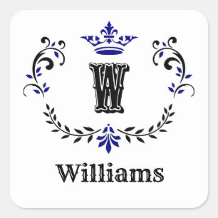 Sticker Carré Monogramme de couronne 'W'