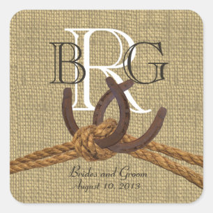 Sticker Carré Monogramme de fer à cheval