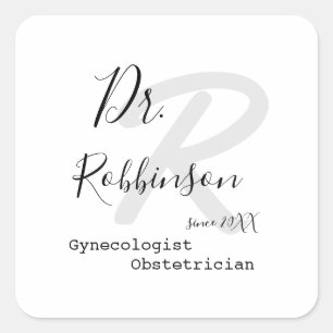 Sticker Carré Monogramme de gynécologue obstétricien sur mesure