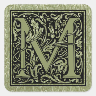 Sticker Carré Monogramme de lettre de la lettre M premier