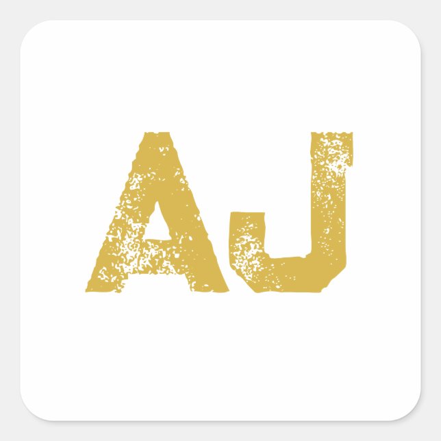 Sticker Carré Monogramme de lettres initiales couleur or simple (Devant)