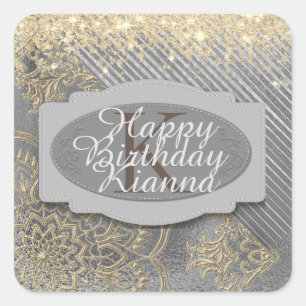 Sticker Carré Monogramme de mandala chic