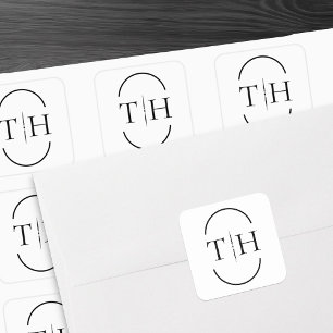 Sticker Carré Monogramme de mariage blanc dans un cadre ovale