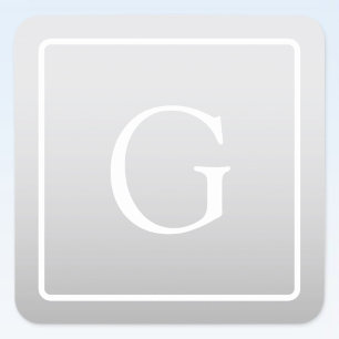 Sticker Carré Monogramme de nom de famille avec un dégradé gris 