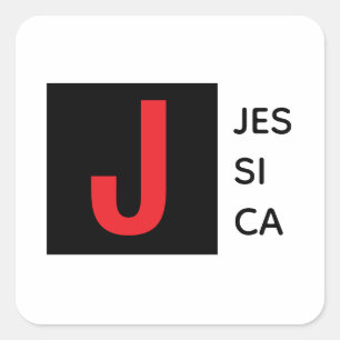 Sticker Carré Monogramme de nom professionnel élégant moderne