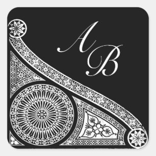 Sticker Carré MONOGRAMME DE RENAISSANCE noir et blanc