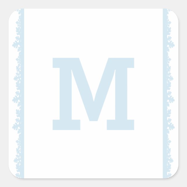 Sticker Carré Monogramme de vacances Blue Snowflake Cadre (Devant)