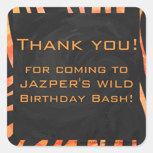 Sticker Carré Monogramme de zèbre orange et noir