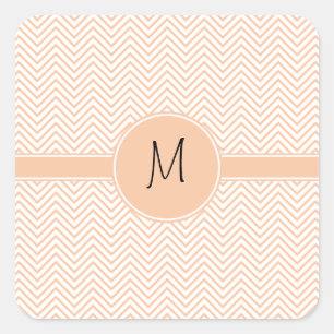 Sticker Carré Monogramme Delicate tendance Orange Chevron