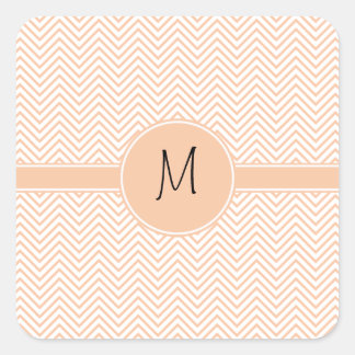 Sticker Carré Monogramme Delicate tendance Orange Chevron