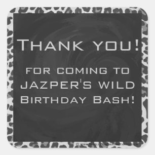 Sticker Carré Monogramme Empreinte de léopard noir et blanc