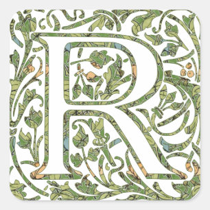 Sticker Carré Monogramme floral R