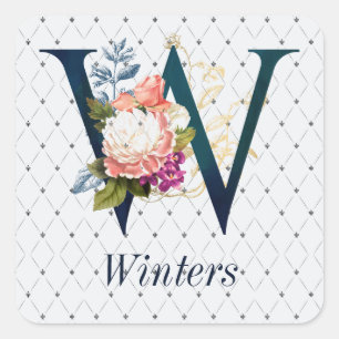 Sticker Carré Monogramme floral W