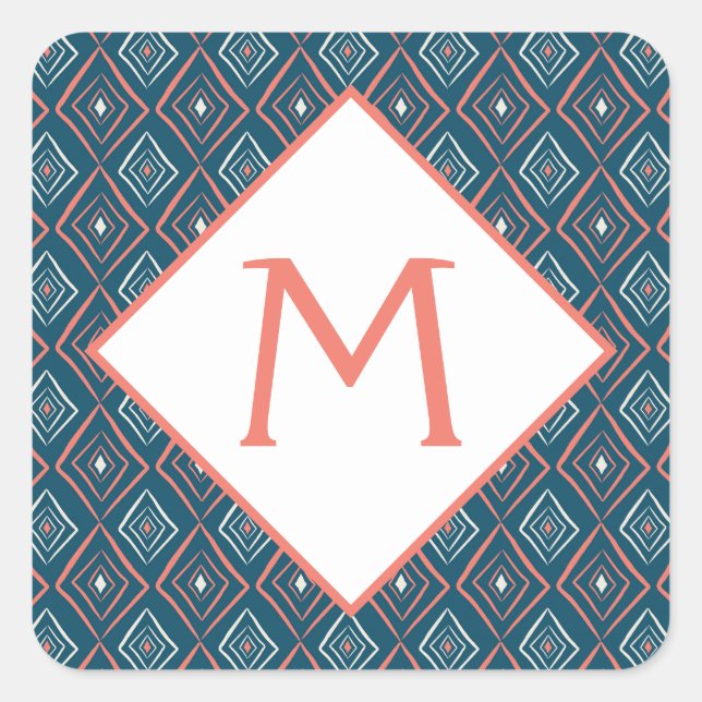 Sticker Carré Monogramme géométrique (Devant)
