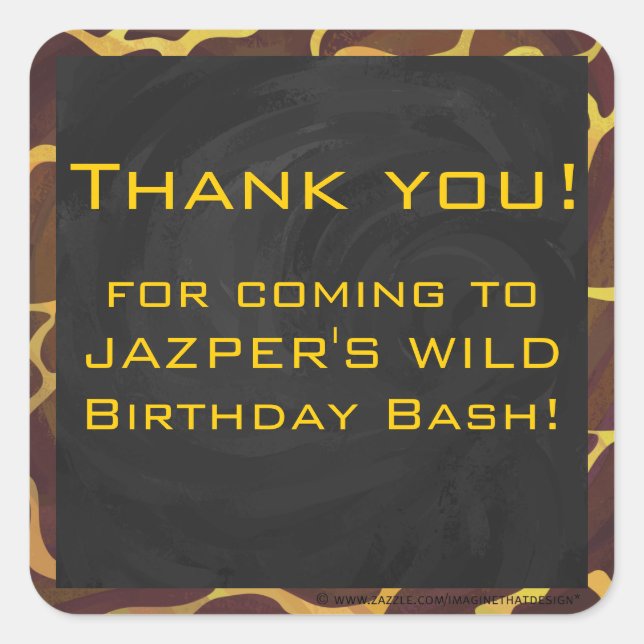 Sticker Carré Monogramme Giraffe Brown, Impression Jaune (Devant)