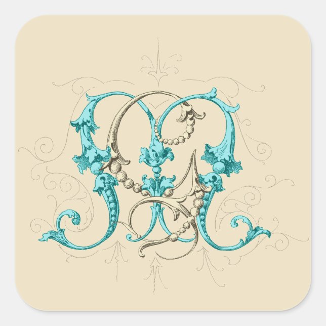 Sticker Carré Monogramme GM MG (Devant)