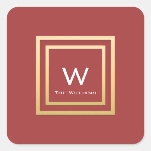 Sticker Carré Monogramme Golden Frame Minimalisme Géométrie Redb