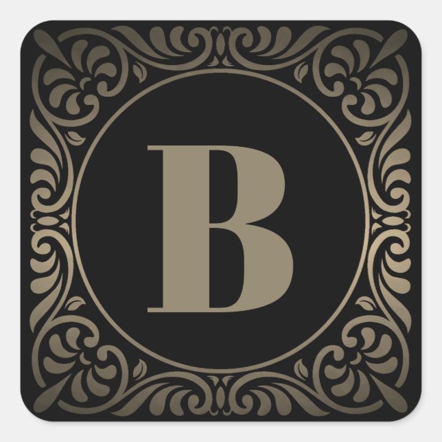 Sticker Carré Monogramme Gris Noir (Devant)