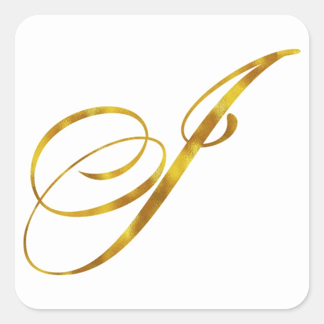 Sticker Carré Monogramme I Faux Gold Faux Monogrammes Initiaux (Devant)
