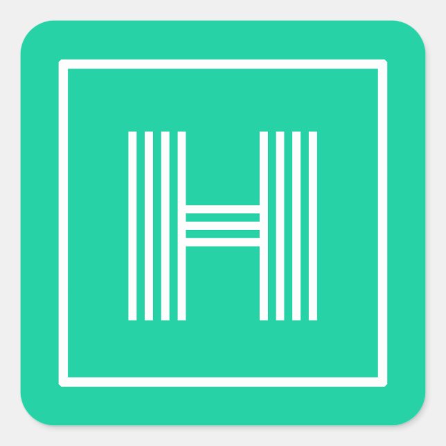 Sticker Carré Monogramme initial caraïbe vert (Devant)