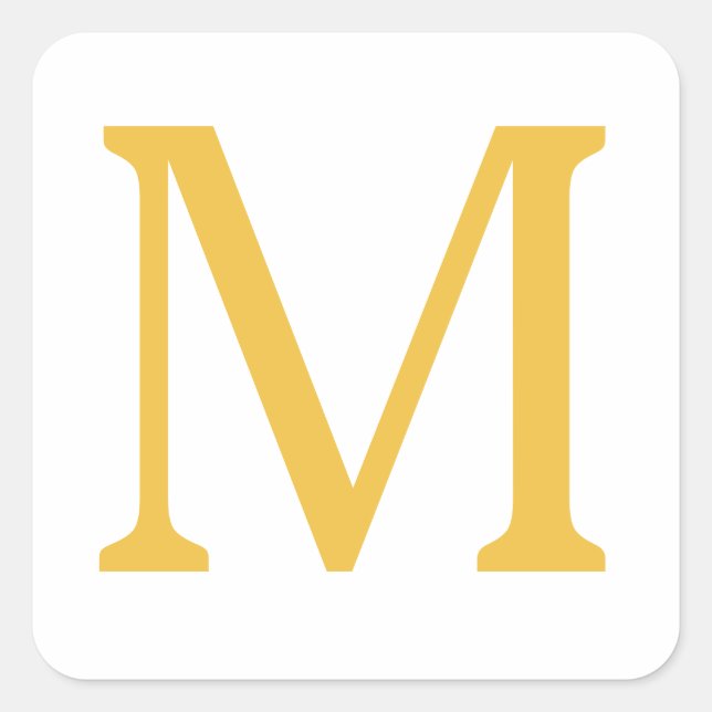 Sticker Carré Monogramme Initial Or Doré Jaune Personnalisé Nom  (Devant)