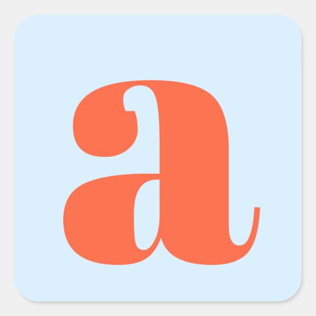 Sticker Carré Monogramme Initial Retro Gras Bleu Orange Simple (Devant)