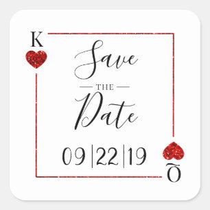 Sticker Carré Monogramme Jeu Carte Mariage Enregistrer La Date