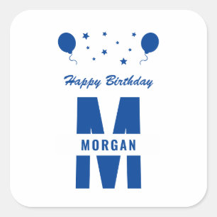 Sticker Carré Monogramme Joyeux Anniversaire N'Importe Quel Âge 