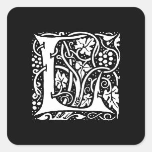 Sticker Carré Monogramme L Art Nouveau Vintage 